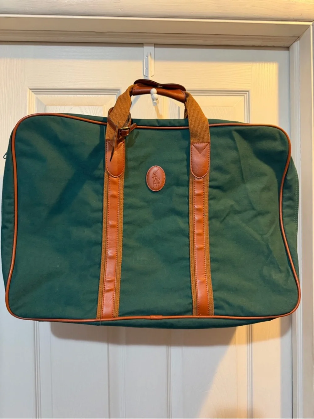 Polo Ralph Lauren Vintage Green Tan Soft Side Small Suitcase